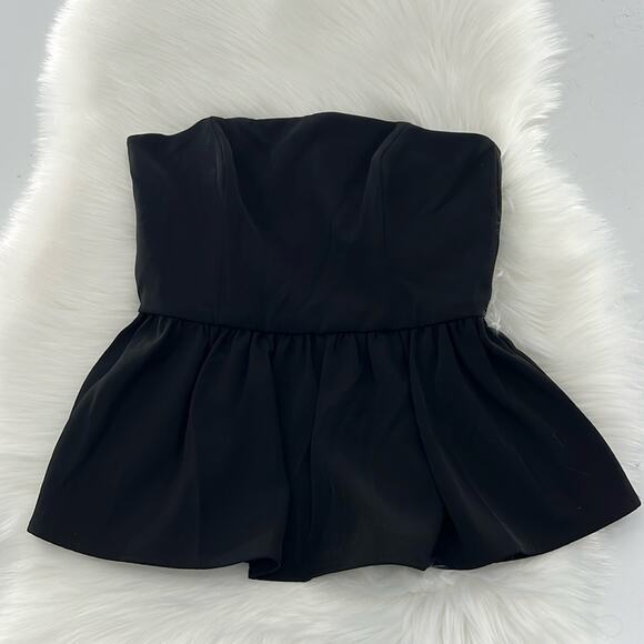 French Connection Strapless Peplum Top - Black out - 2 - NWT - Picture 1 of 7